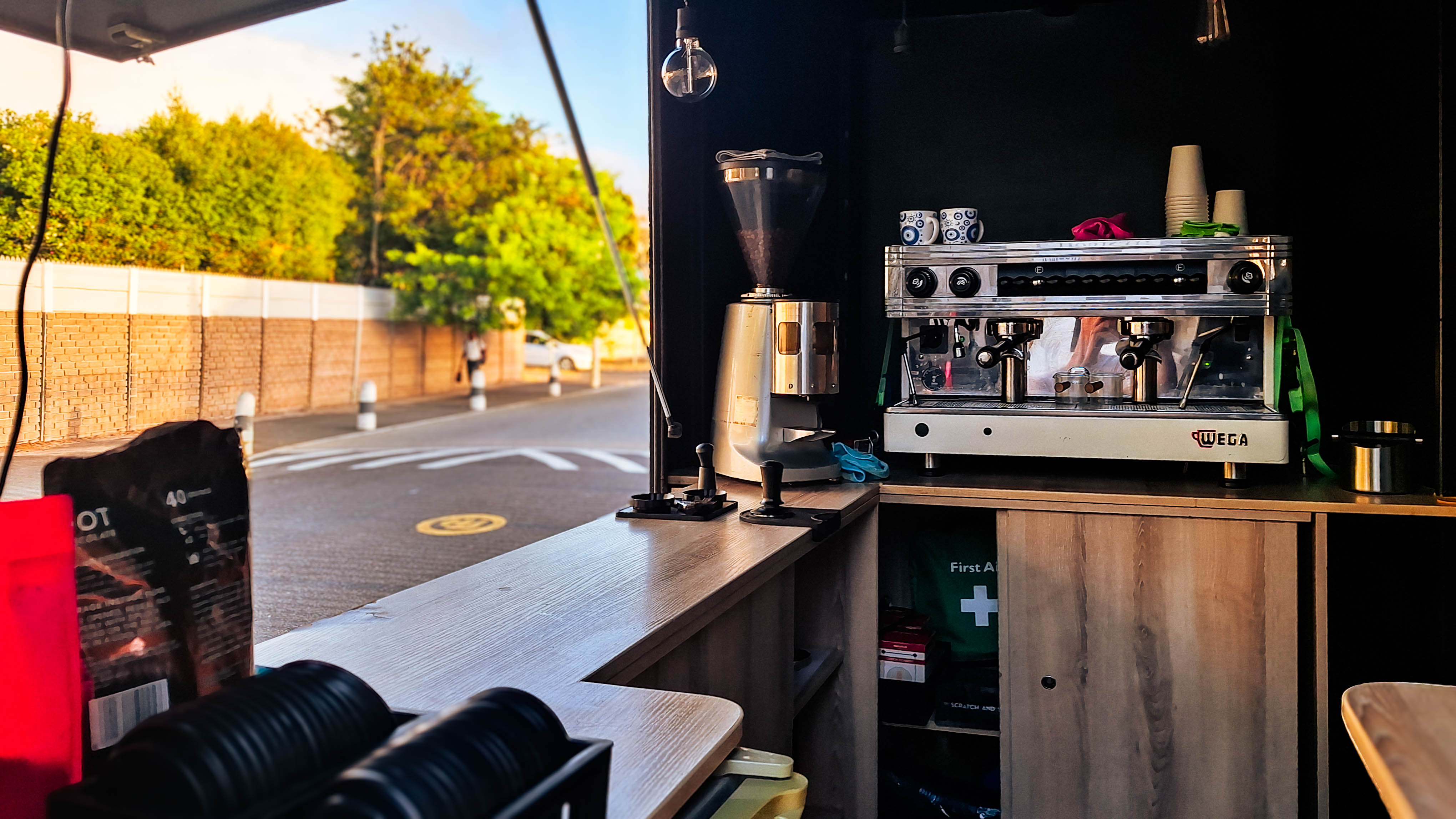 Coffee trailer at school